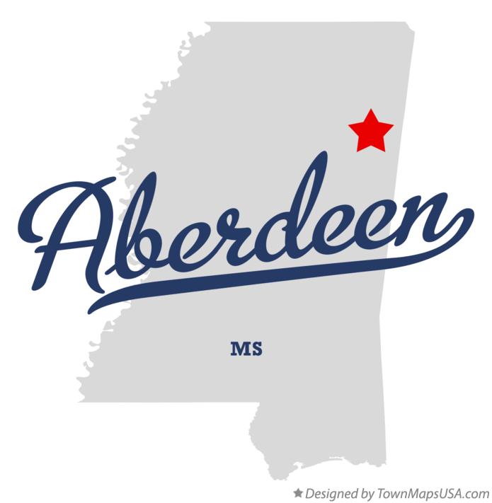 Map of Aberdeen Mississippi MS