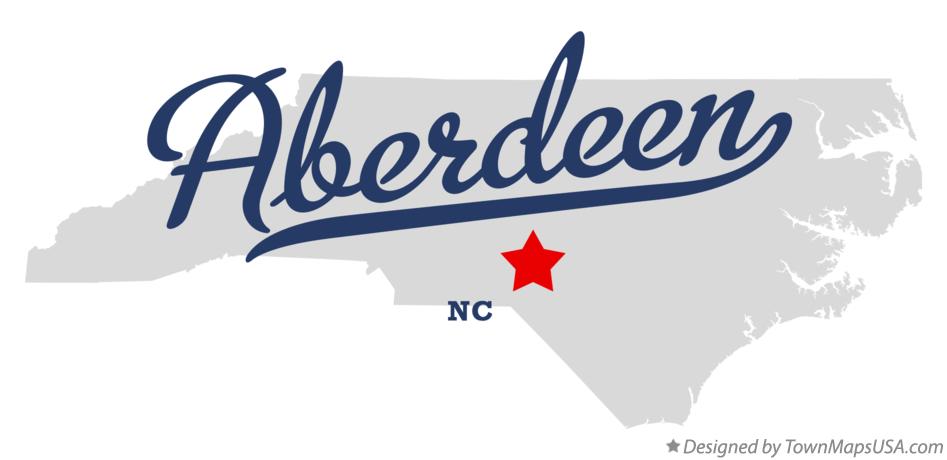 Map of Aberdeen North Carolina NC