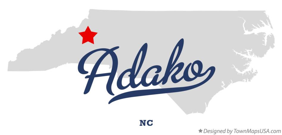 Map of Adako North Carolina NC