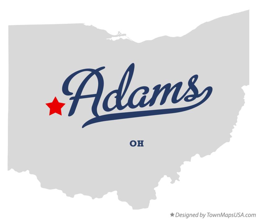 Map of Adams Ohio OH