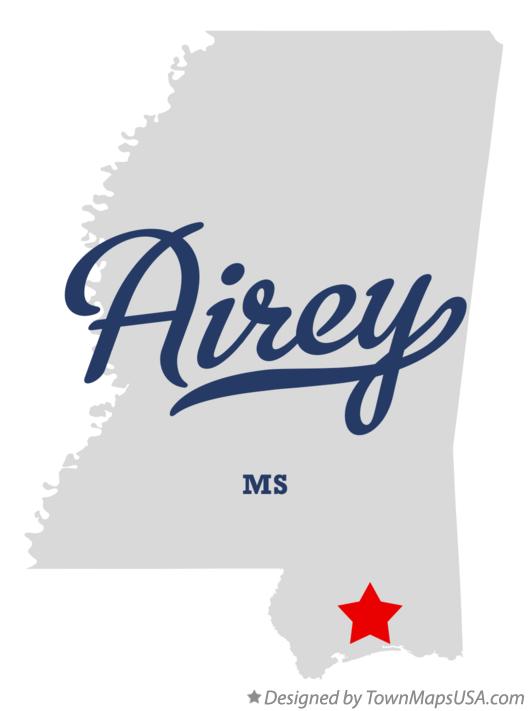 Map of Airey Mississippi MS