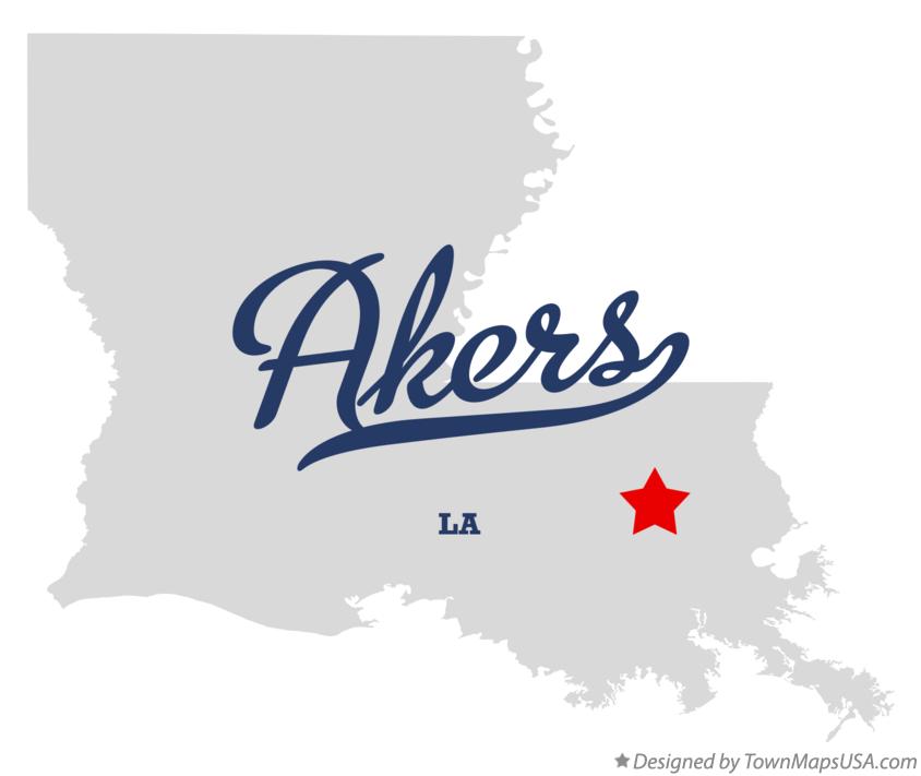 Map of Akers Louisiana LA
