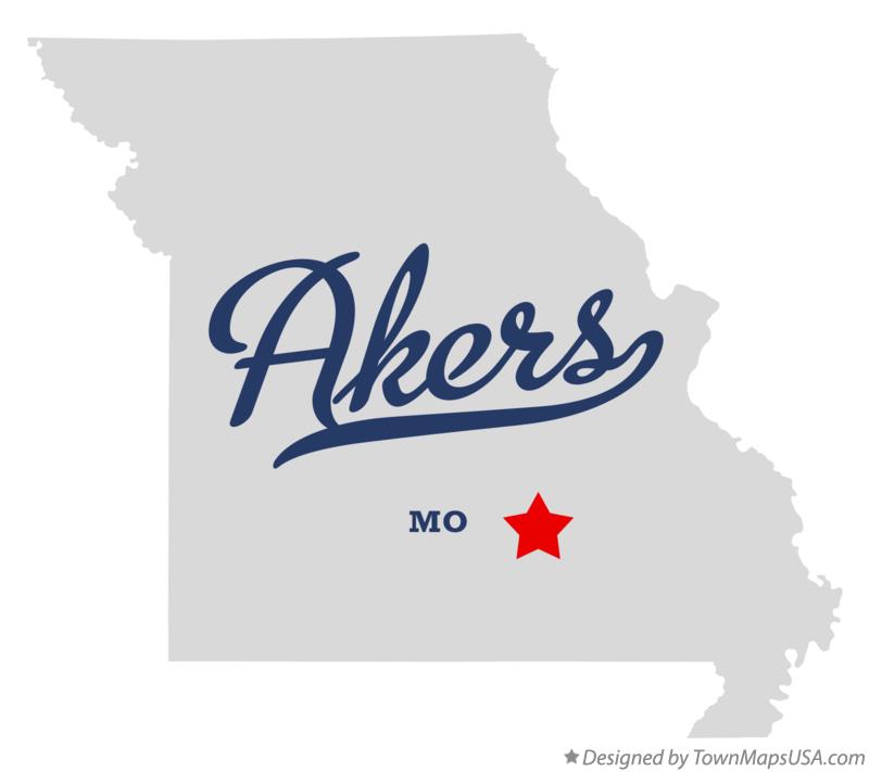 Map of Akers Missouri MO