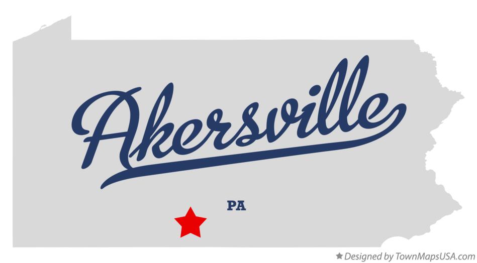 Map of Akersville Pennsylvania PA