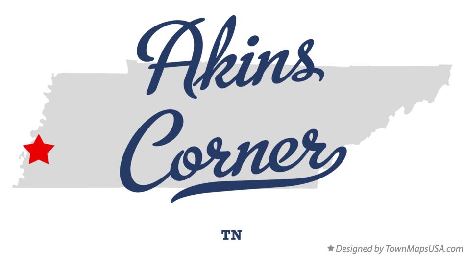Map of Akins Corner Tennessee TN