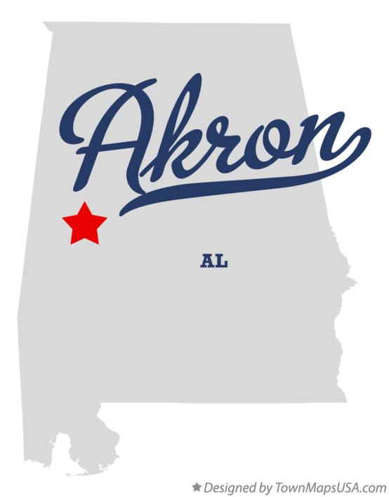Map of Akron Alabama AL