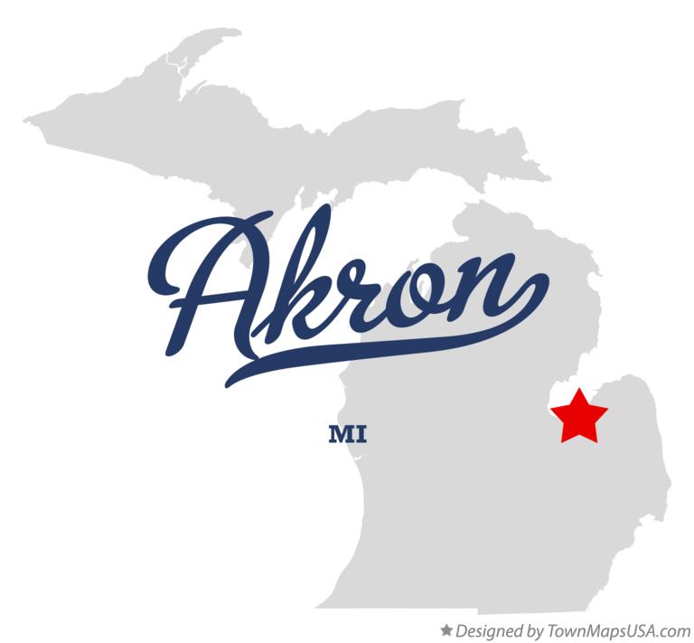 Map of Akron Michigan MI