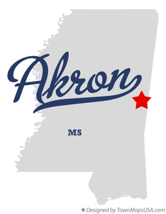 Map of Akron Mississippi MS