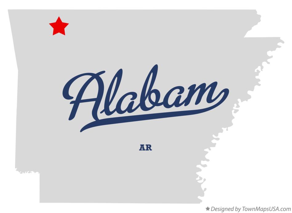 Map of Alabam Arkansas AR