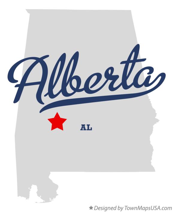 Map of Alberta Alabama AL