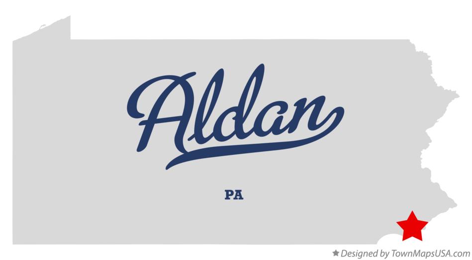 Map of Aldan Pennsylvania PA