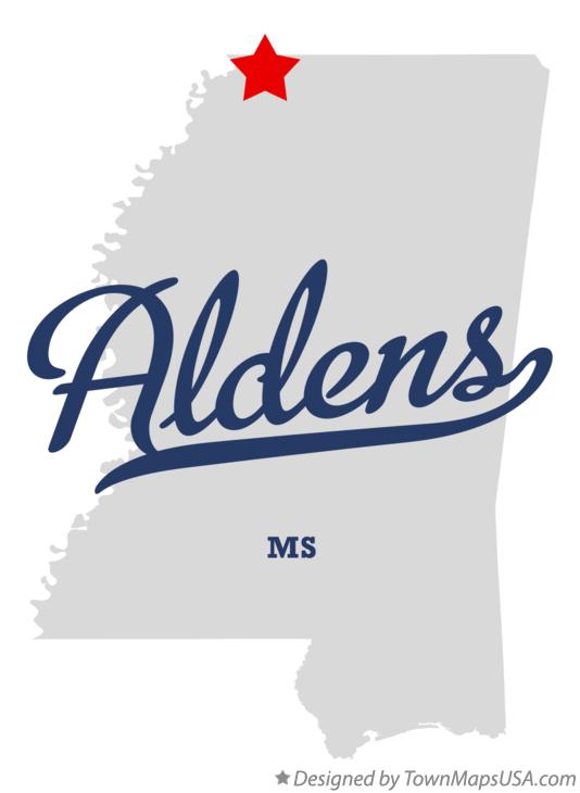 Map of Aldens Mississippi MS