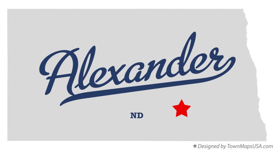 Map of Alexander North Dakota ND