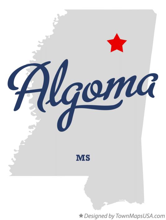 Map of Algoma Mississippi MS