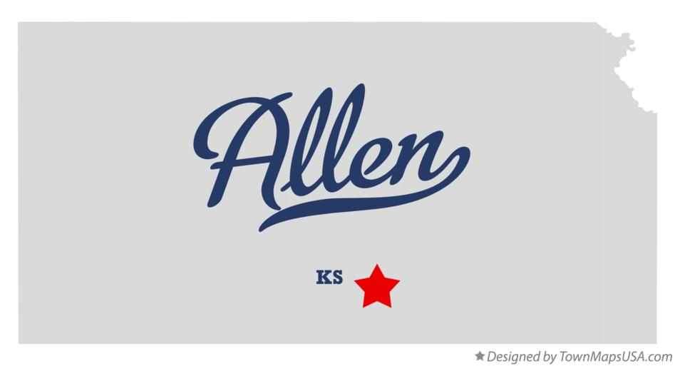 Map of Allen Kansas KS