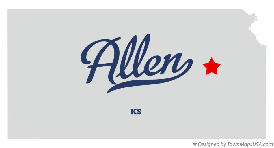 Map of Allen Kansas KS