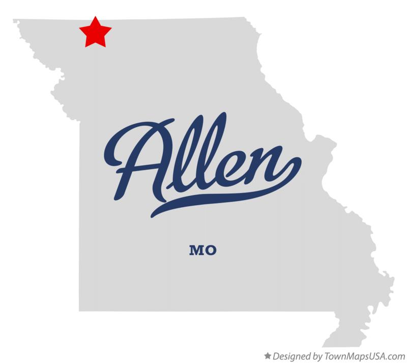 Map of Allen Missouri MO