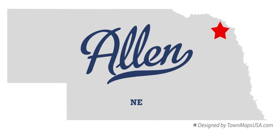 Map of Allen Nebraska NE