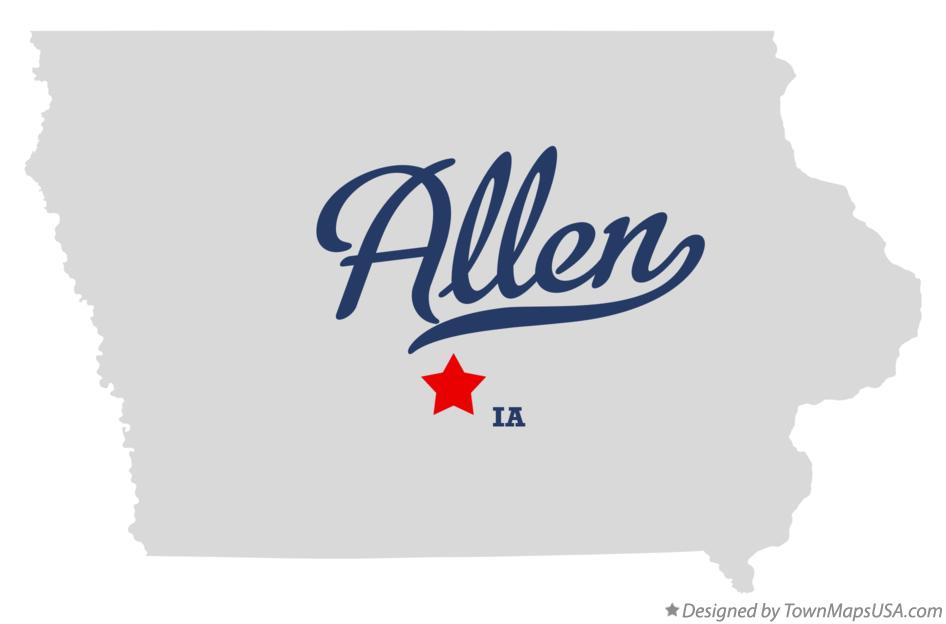 Map of Allen Iowa IA