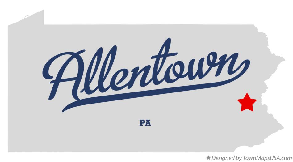 Map of Allentown Pennsylvania PA