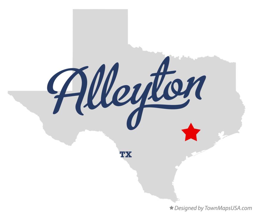 Map of Alleyton Texas TX