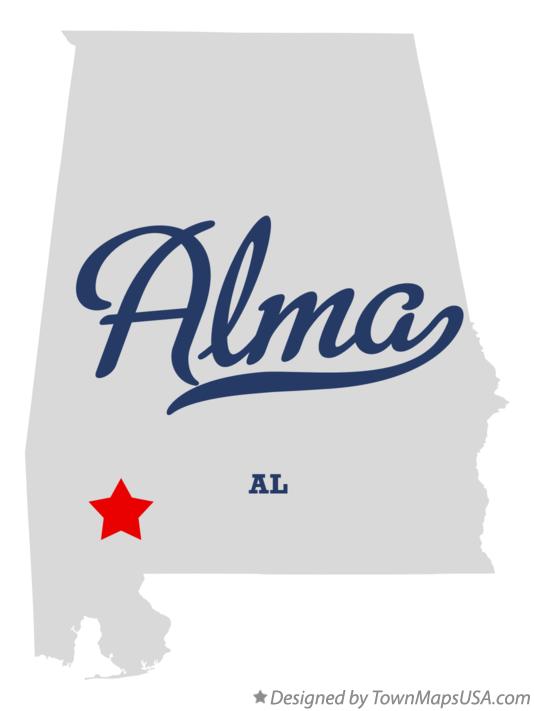 Map of Alma Alabama AL