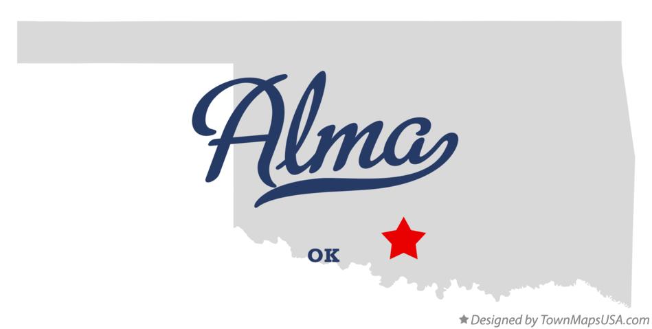 Map of Alma Oklahoma OK