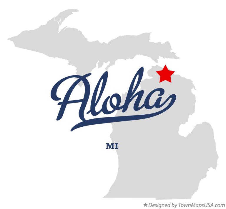 Map of Aloha Michigan MI