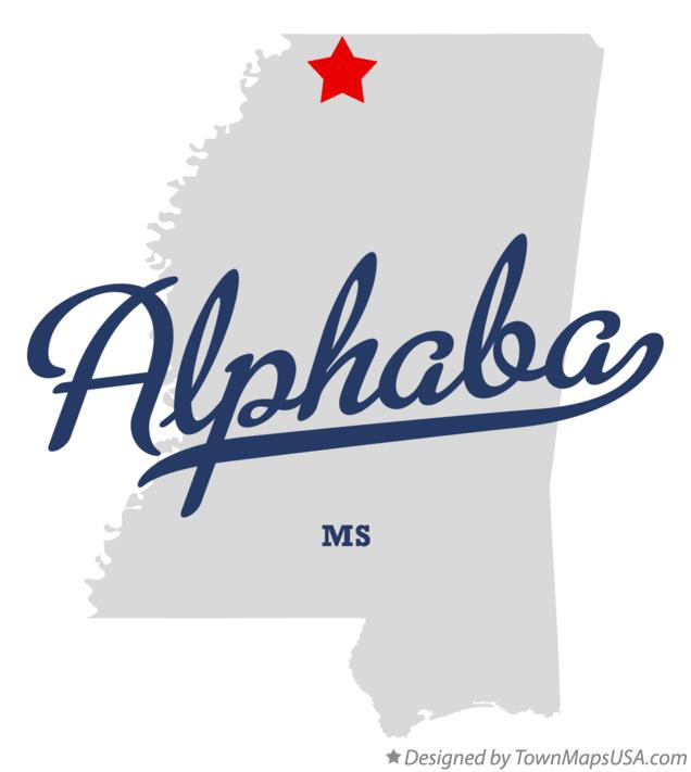 Map of Alphaba Mississippi MS