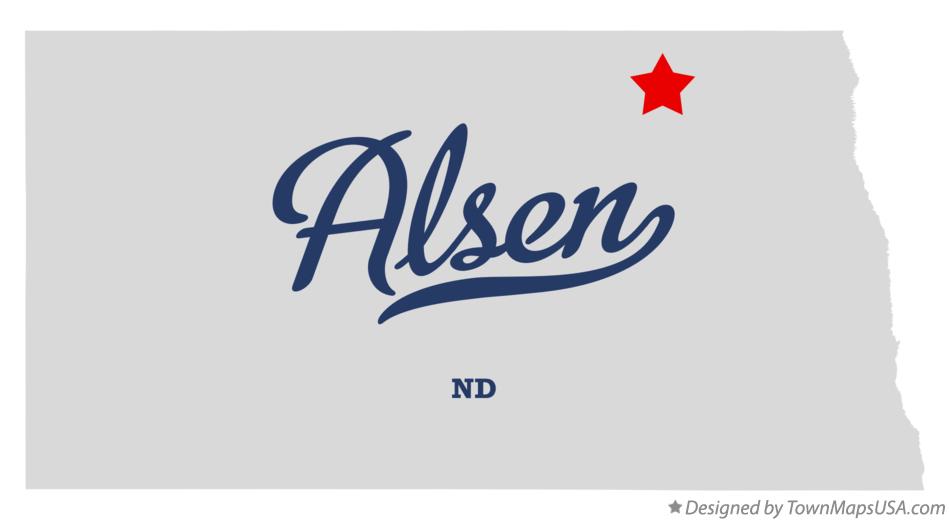 Map of Alsen North Dakota ND