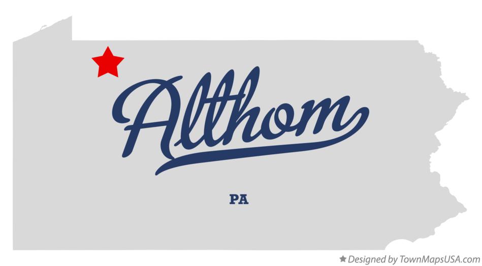 Map of Althom Pennsylvania PA