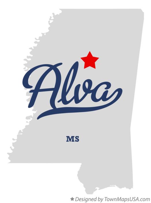 Map of Alva Mississippi MS