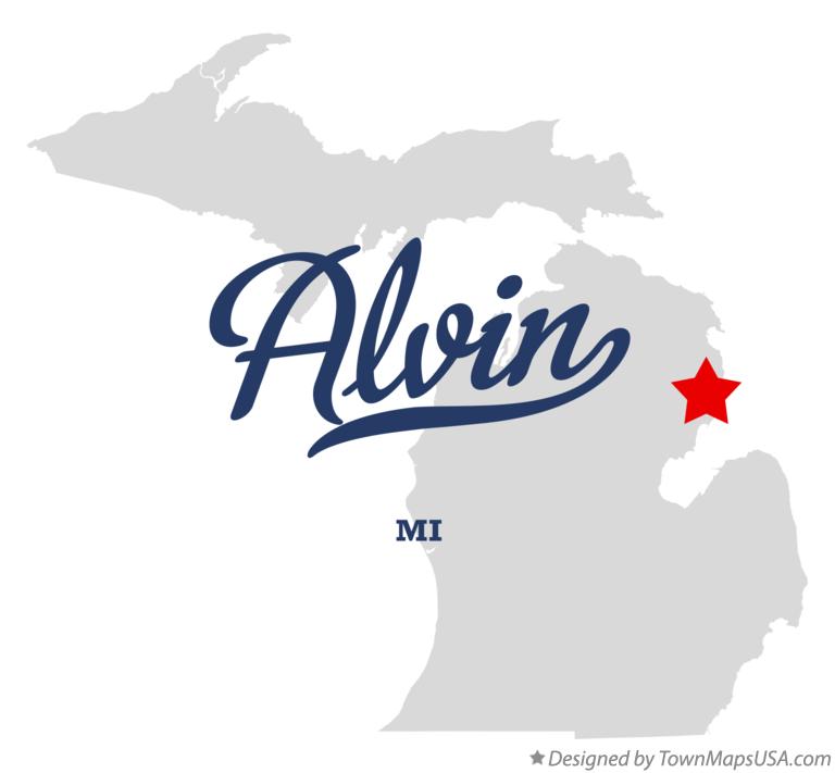 Map of Alvin Michigan MI