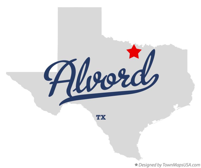 Map of Alvord Texas TX