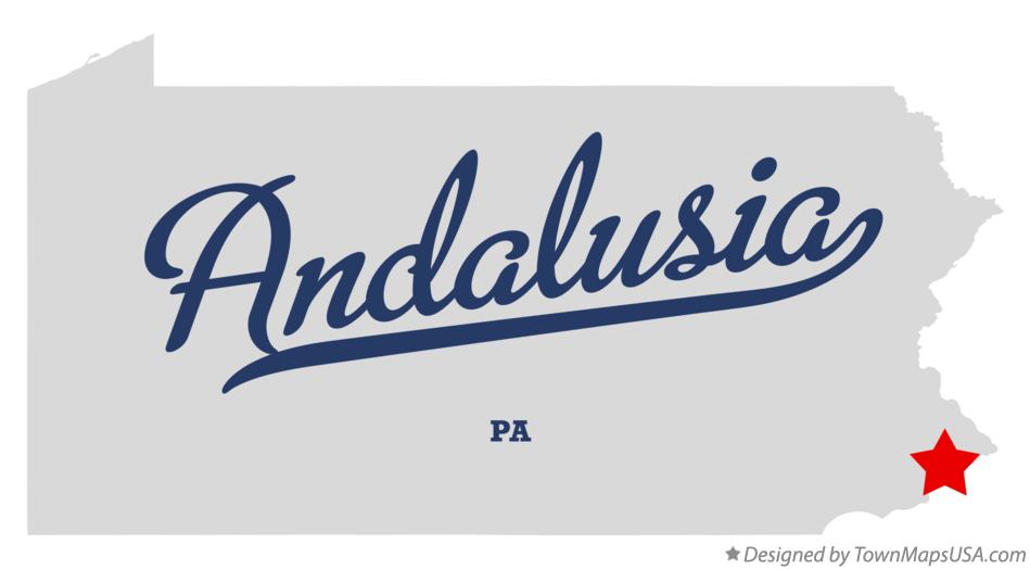 Map of Andalusia Pennsylvania PA