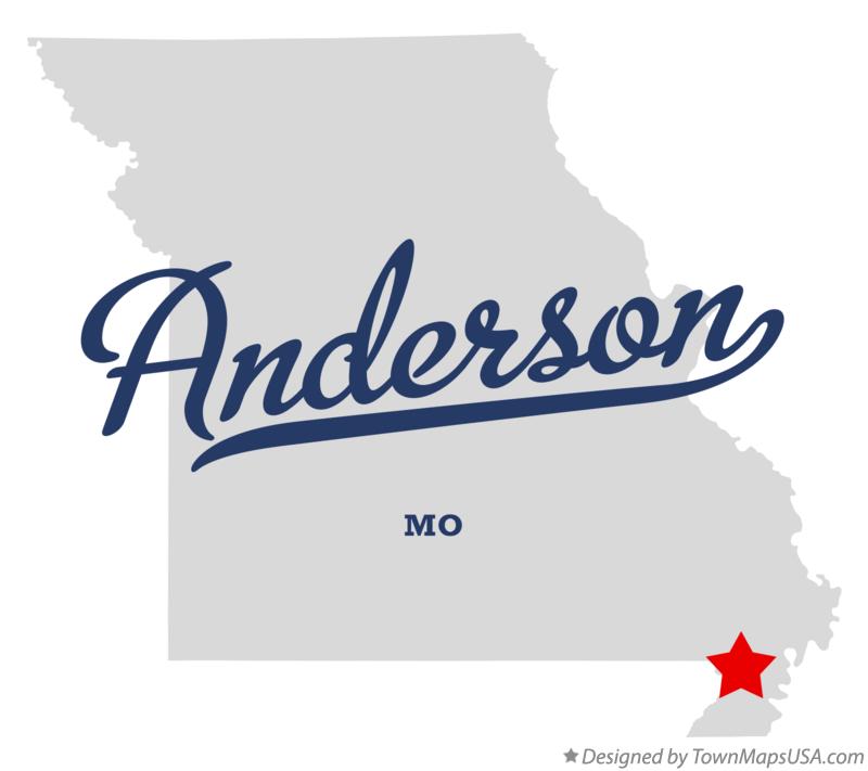 Map of Anderson Missouri MO