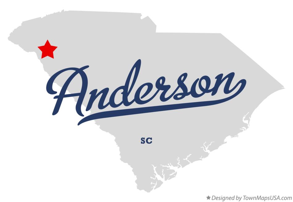 Map of Anderson South Carolina SC