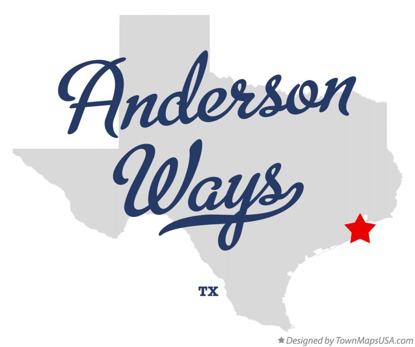 Map of Anderson Ways Texas TX