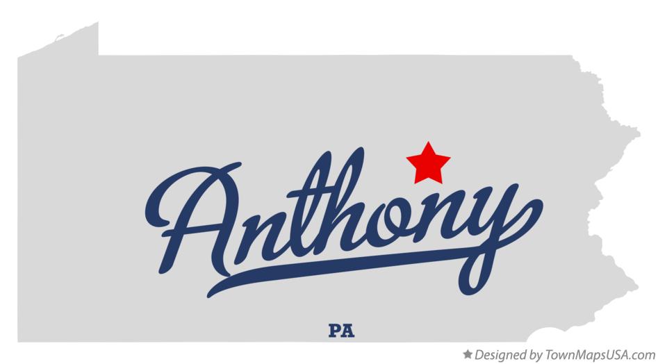 Map of Anthony Pennsylvania PA