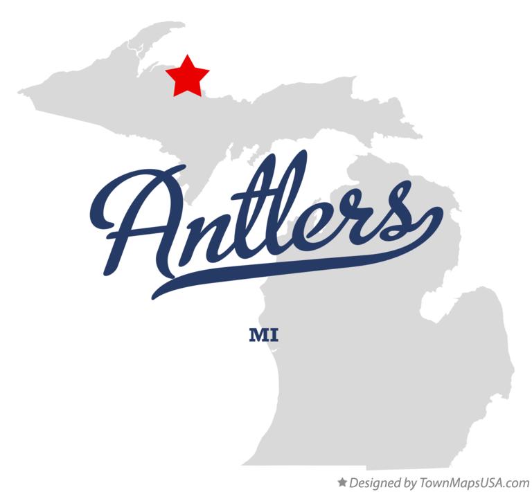 Map of Antlers Michigan MI