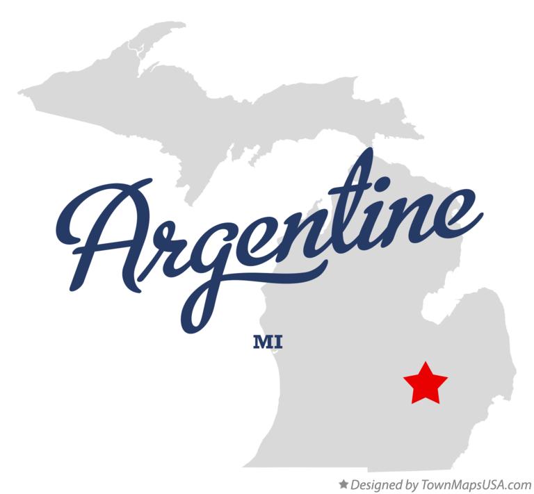 Map of Argentine Michigan MI
