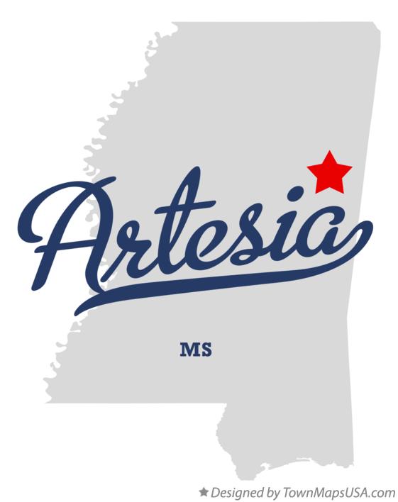 Map of Artesia Mississippi MS