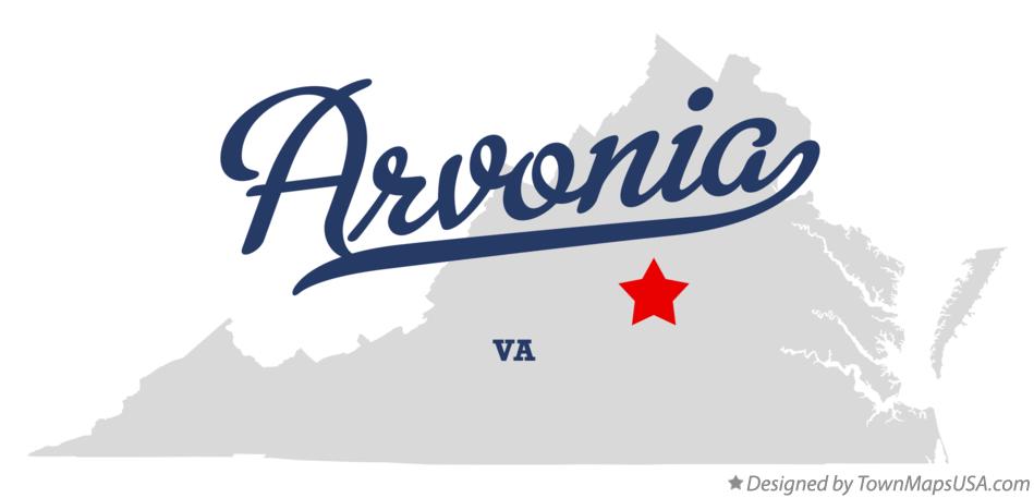 Map of Arvonia Virginia VA