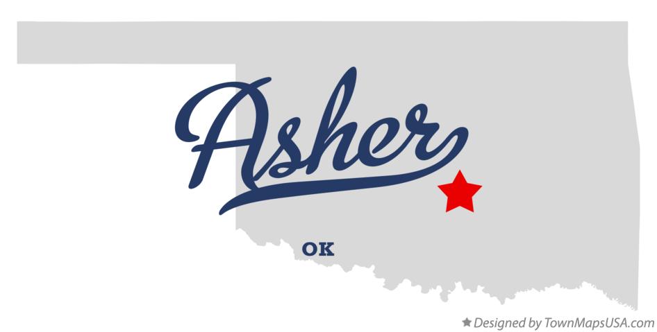 Map of Asher Oklahoma OK
