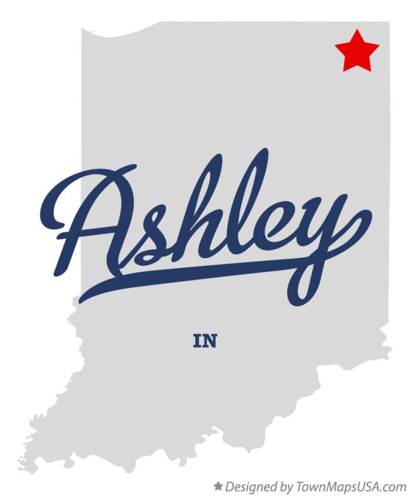 Map of Ashley Indiana IN
