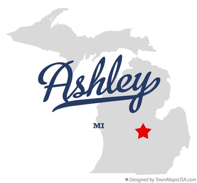 Map of Ashley Michigan MI