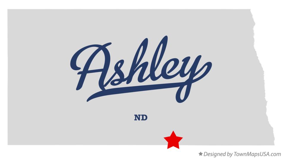Map of Ashley North Dakota ND