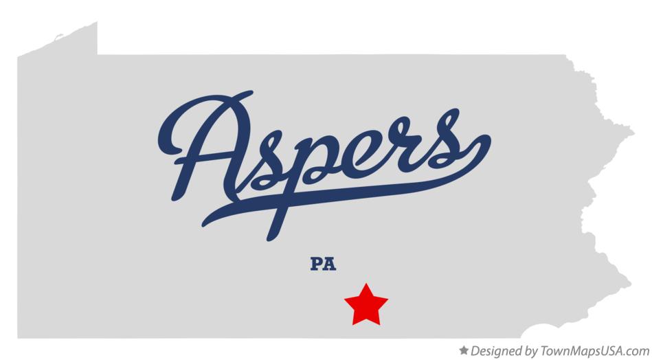 Map of Aspers Pennsylvania PA