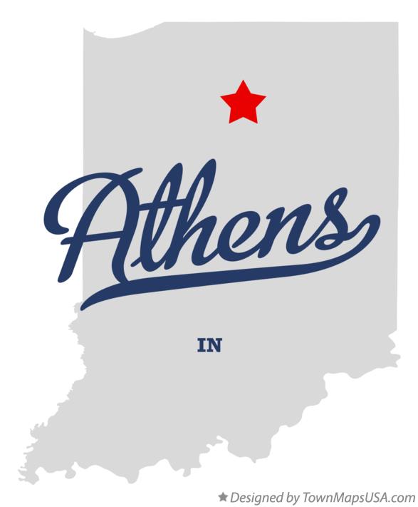 Map of Athens Indiana IN