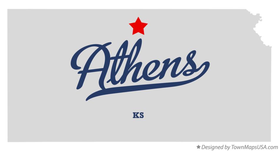 Map of Athens Kansas KS